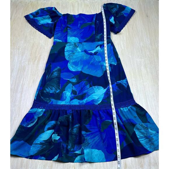 NWT Sophia Jeans by Sophia Vergara Shoulder Bustier Floral Midi Dress Medium - Picture 13 of 16